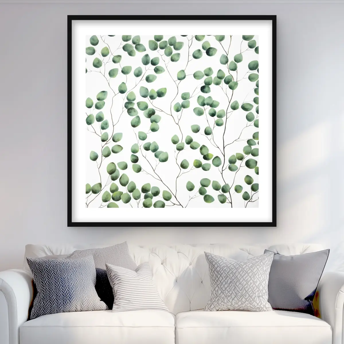 Begin Home Decor C1FM3636GQ0FFF Artistic Floral Nature Artwork - 36x36 in. Framed Climbing Leaves Botanical Print for Home Decoration
