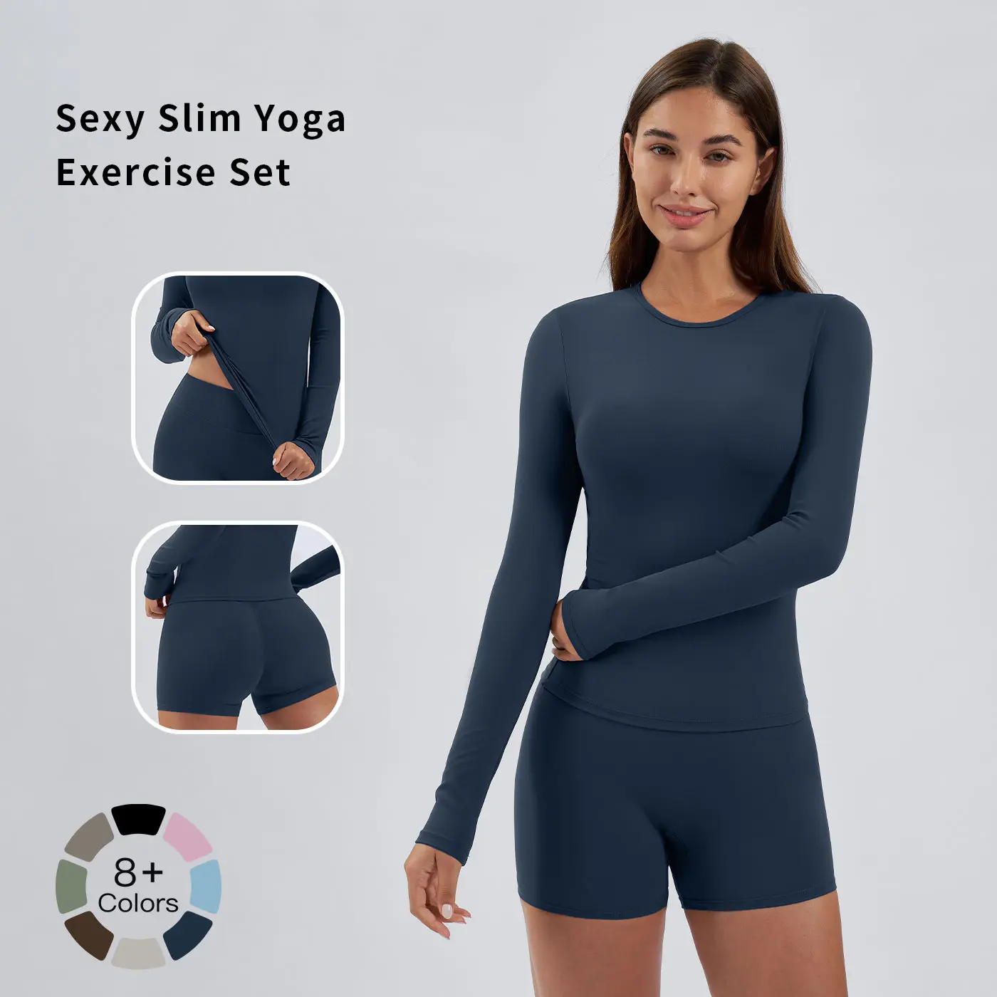 TENWOLF Women's 2-Piece Sweatsuit Set, Slim-Fitting Quick-Dry Base Layer Top & High-Waist Tummy Control Booty Lifting Shorts for Workout & Yoga, Sweatsuits Set, All Season Activewear, Sporty Style Clothes, Workout Daily Wear, Jogging Suit Set