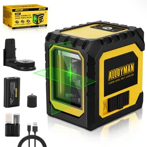 Cross Line Laser Level, with Self-Leveling & Manual Mode, 100ft Laser Level Green, Two Power Supply Modes (Li-ion Battery Included), Laser Level for Picture Hanging/Ceramic Tiles/Home Decor