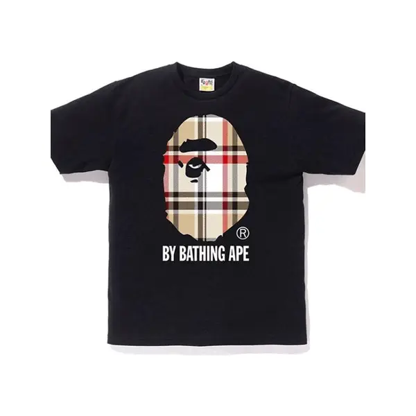 BAPE A Bathing Ape Check by Bathing Tee Black/Beige