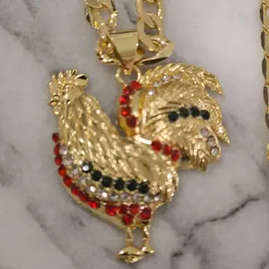 (51)  14kGoldLaminate Gallo Pendant with Cuban Chain - 34 Inches 8mm