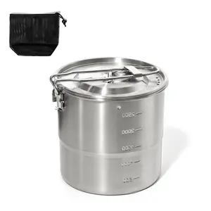 Outdoor 304 Stainless Steel Pot, 3L Capacity Cooking Pot, Portable Camping Cookware, Boiling Water Kettle, Outdoor Cooking Gear