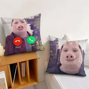 John Pork is Calling Answer Call Cushion Cover Soft Short Plush Fabric Double-Sided Print Organic Breathable Sofa Pillow Case, Home Machine Washable in Perfect for Home Decor Warm Winter Home Child Gift