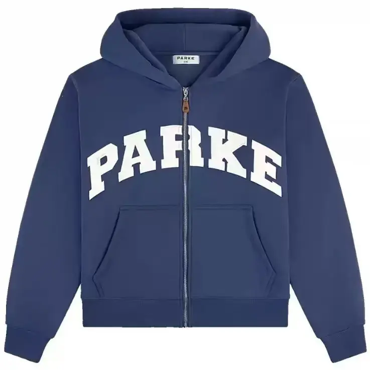 Women’s PARKE Letter Embroidered Zip‑Up Hoodie, Oversized Loose Long‑Sleeve Hooded Sweatshirt with Pockets Casual Streetwear Top