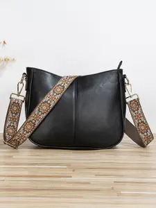 Women's Crossbody Bag, Medium Size, Wide Strap, PU Leather, with Removable Shoulder Strap,Women Trendy Hobo Bag with Guitar Strap Casual Vegan Leather Shoulder Bag Purses for Daily Work, Shopping,Valentine's Day Gift, Fashionable Shoulder Bag