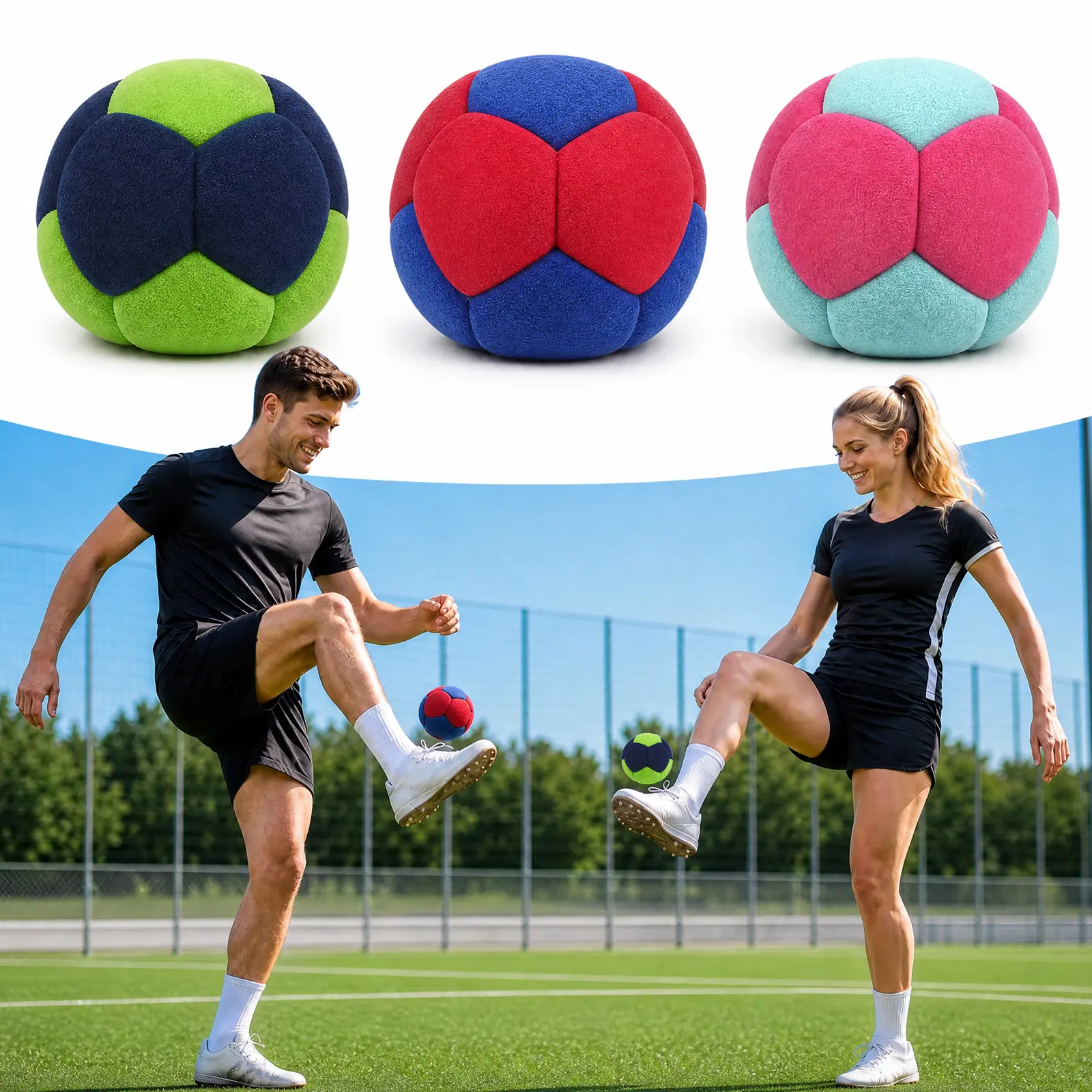3Pcs Footbag Set,Hackys Footbag Sacks Handmade,Synthetic Suede Foot Bags  for Kids, Teens & Adults, Plush Soccer Footbag Soft Fleece Footbags Sack Balls,Outdoor Summer Camp Game Lawn Game Juggling Balls