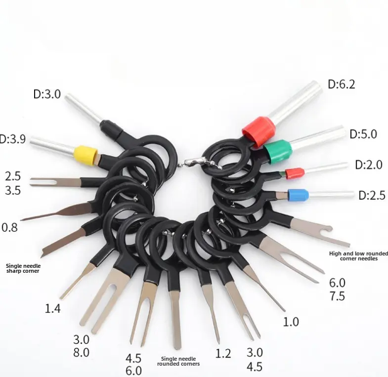 41-piece terminal removal tool set, suitable for automotive electrical connector pin extraction tools, single/double-pin extractor set for wiring harness repair