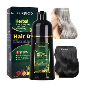 500ML Herbal Hair Dye Shampoo with Ginseng & Polygonum, Natural Hair Coloring Gel, Plant Extract Formula, Nourishing, Color Protection, Healthy Hair Care