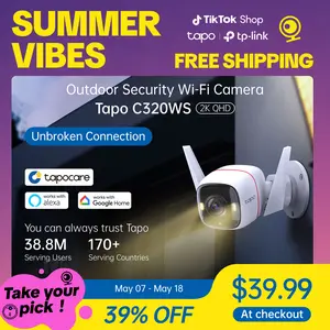 [Summervibes] TP-Link & Tapo C320WS Outdoor Security Camera 2K QHD 4MP Starlight Color Night Vision Free AI Detection IP66 Weatherproof 512GB SD Cloud Storage Works with Alexa & Google Home - White
