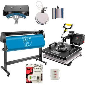 VEVOR 6 In 1 Mug Hat Heat Press & 53 Inch Vinyl Cutter Machine w/ Floor Stand