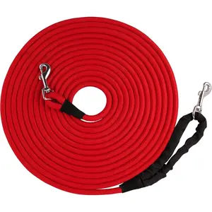 Heavy Duty 30 Foot Long Rope Leash for Dogs |  Recall  Lead | High Visibility  Climbing Rope Leash | Hand or  Worn | Stainless Steel 360? Clips for  Free Use