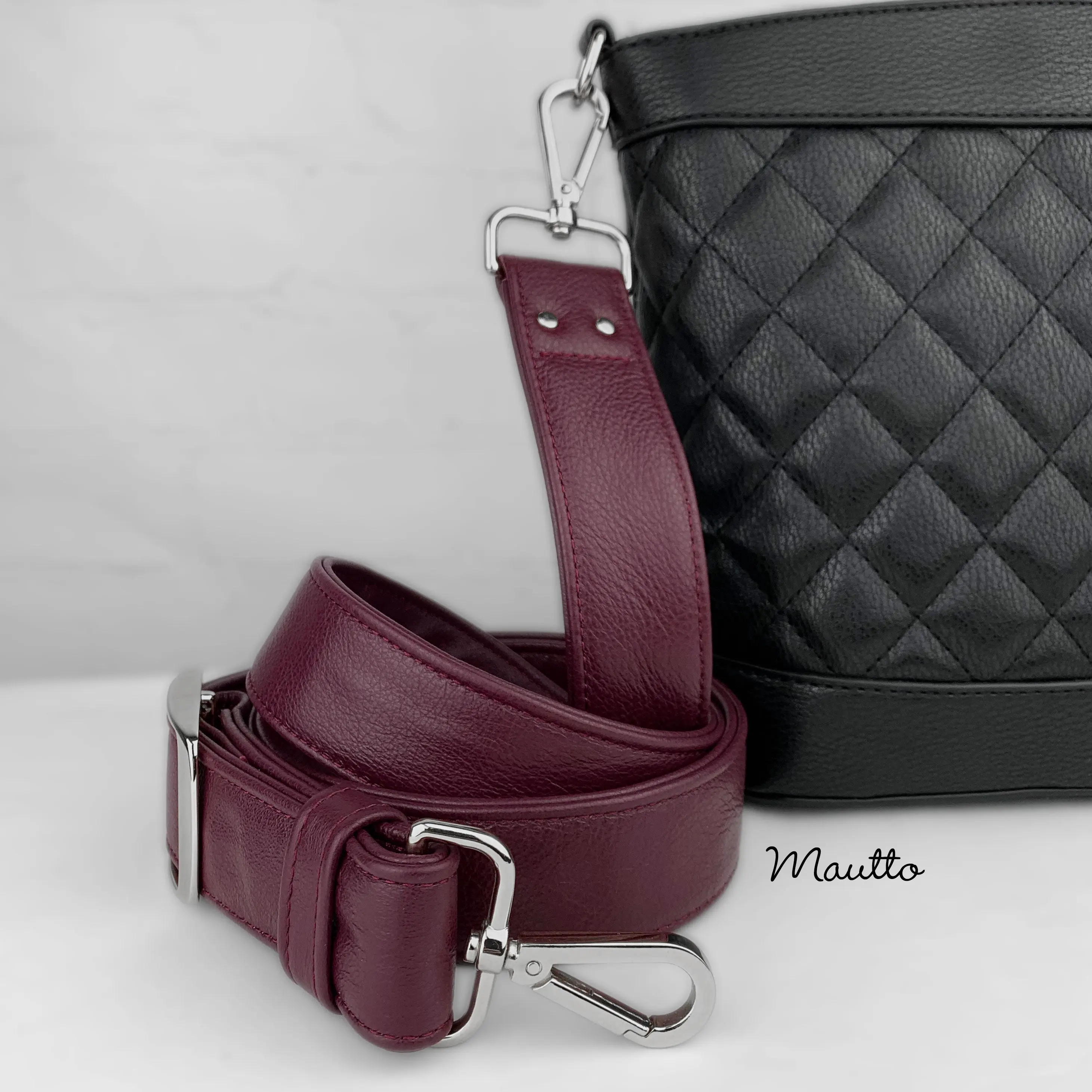 Wide, Leather Adjustable Strap, Shoulder to Crossbody - 55 inch Max Length, 1.5 inch (38mm) Wide - Choose Silver-tone or Black Connector Style - Modern Colors Collection