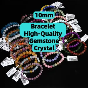 10MM Bracelet High-Quality Varied Kinds Natural Crystal Bracelets 7.5 Inches Natural Crystal Beaded Bracelets , Elastic String Bracelet Handmade Men Women Stretchy Bracelet , Gemstone Wrist Bracelets Round Beads Bracelet For Gift