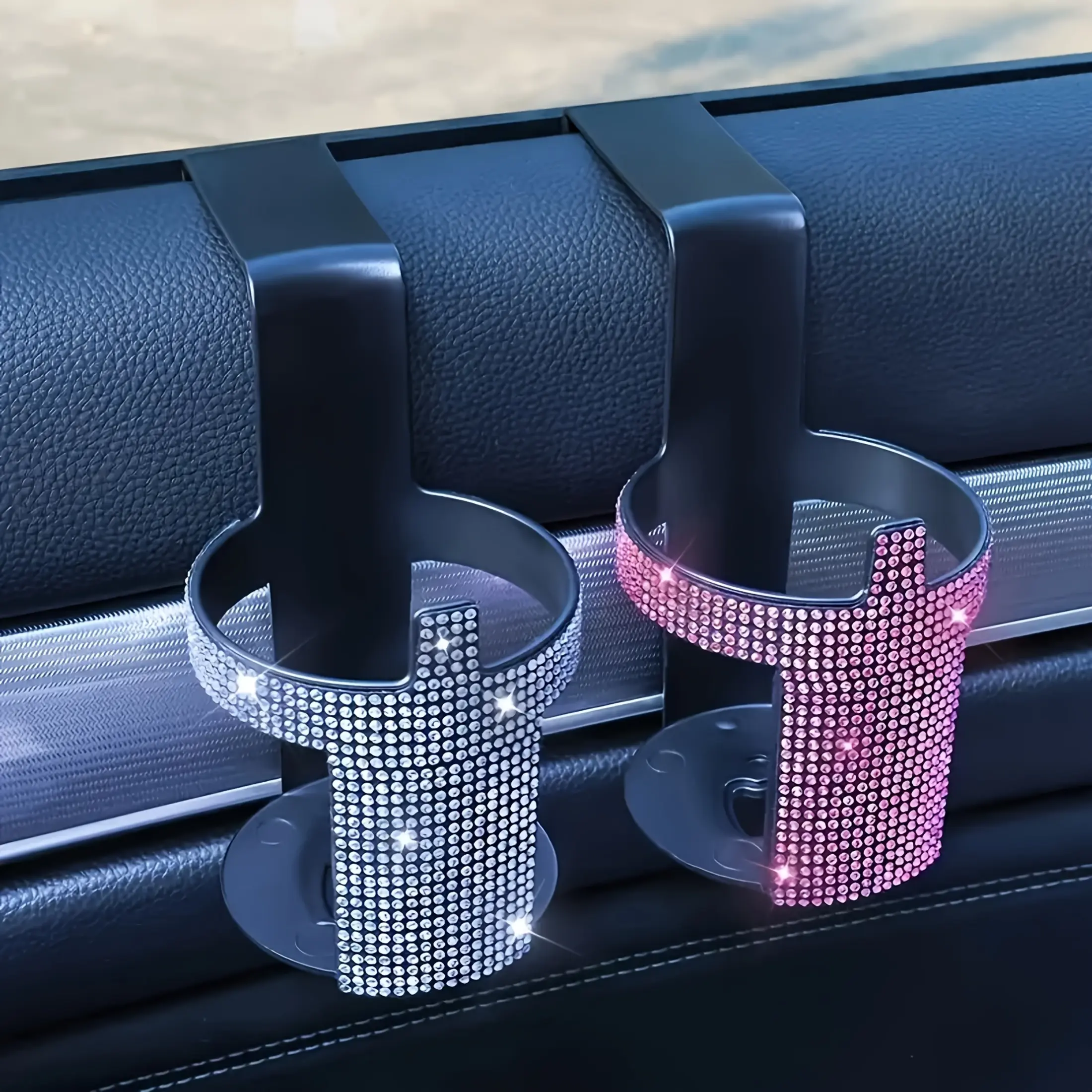 2pc diamond-encrusted car cup holders, door vent cup holders and window storage racks, automotive cup holders, Car Interior Storage Organizers