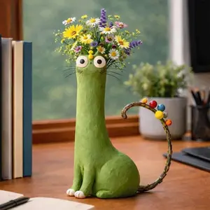 Cute Cat-Shaped Flower Vase, Desk Shelf Decor, Gardening Gift for Home Decor