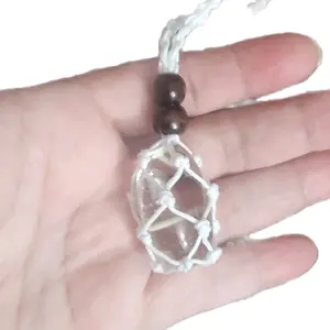 White Macrame Crystal Holder Necklace