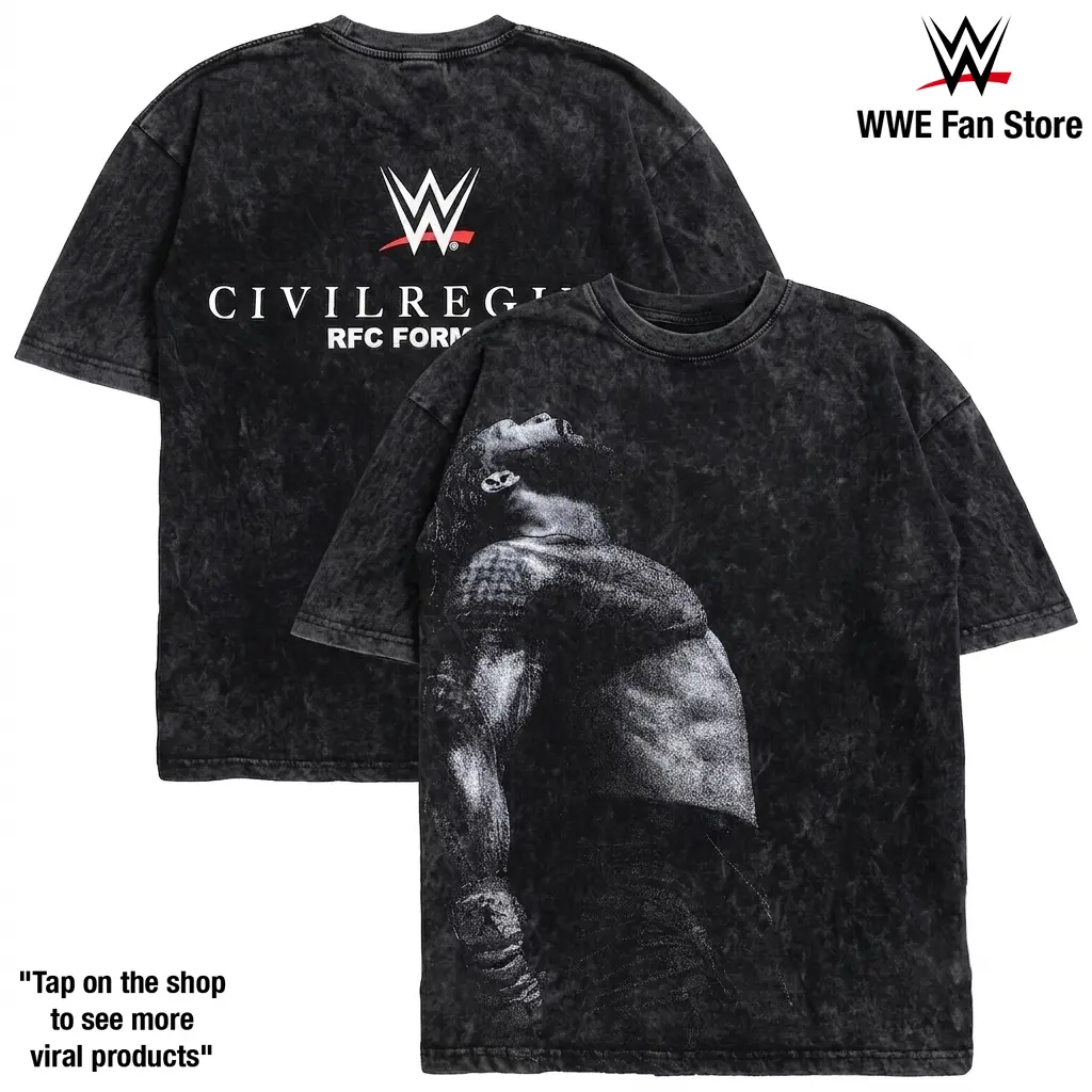 Men's Civil Regime x WWE Black Roman Reigns Reign of Chaos T-Shirt Graphic Tee Tribal Chief Head of the Table Undisputed WWE Champion Bloodline Legend WrestleMania Main Event Icon Vintage Washed Cotton Shirt Wrestling Fan Gift Celebrating Roman Reigns'