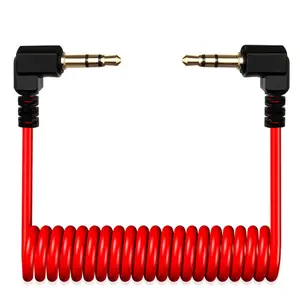 TRS Cable,3.5mm TRS to TRS Adapter Microphone Patch Cable,1/8 Aux Cord TRS Audio Converter Patch Cables,Cameras Coiled Live Streaming Mic Cord (Red)