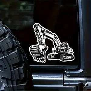 1PC  Niche Personalized Mechanical Detail Sticker - For car corners, notebook inner pages. Logo has niche hardcore detail texture (excavator texture + industrial shape design). Add rugged mechanical highlights. A personalized choice for detail lovers!