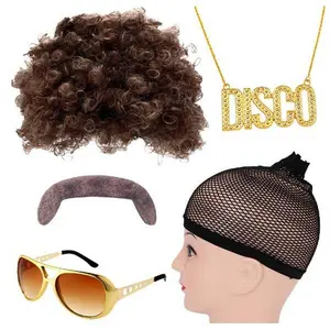 70s parties, European and American movies, role-playing, Elvis Presley costume, dance party, glasses, simulation wig, photography props Masks Set One