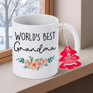 1pc 11oz World’s Best Grandma Mug 11oz – Floral Gift Coffee Cup