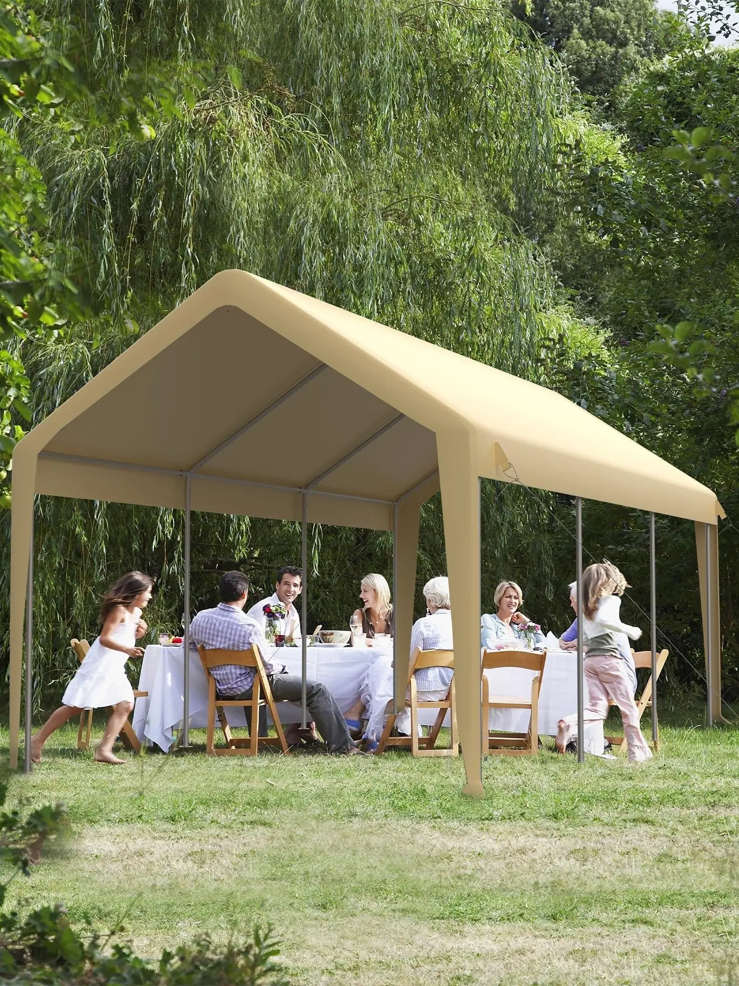 Heavy-Duty Replacement Garage Awning 13x20 ft - Waterproof 220G PE Tarpaulin - UV and Wind Protection - Cover Only, No Frame
