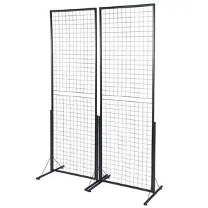 TikTokShopBlackFridayVEVOR 2 x 5.6 in Grid Wall Panels, 2 Packs Wire Gridwall Display Racks Tower with T-Base, Floorstanding Double Side Gridwall Panels, Retail Display with Extra Clips and Hooks for Art Craft Shows