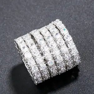 Avalon Ring – Iced Out CZ Statement Band in Silver-Tone Stainless Steel (Stackable Look)