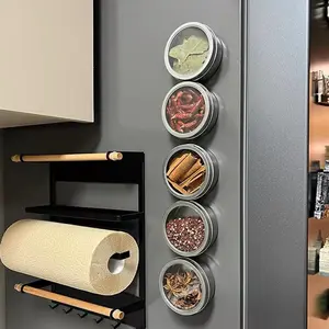 Magnetic Spice Jars Set of 4/6, Containers with Transparent Lid, Space Saving and Leak-Proof Design for Kitchen/Refrigerator, Wide Mouth Reusable Magnetic Spice Tins(6pcs)