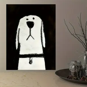 1pc Adorable Puppy Oil Painting on Canvas for Wall Decor, Featuring a Humorous Dog Print Poster Suitable for Various Rooms Including Hallways, Bedrooms, Offices, Studies, And Living Rooms, Perfect for Autumn Decoration(Framed Frameless Poster Optional)