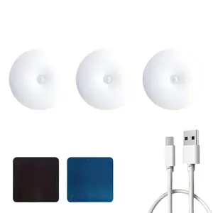 Rechargeable Motion-Sensor LED Night Light, 3 Counts Energy-saving LED Night Light, Suitable for Home Security & Night Navigation