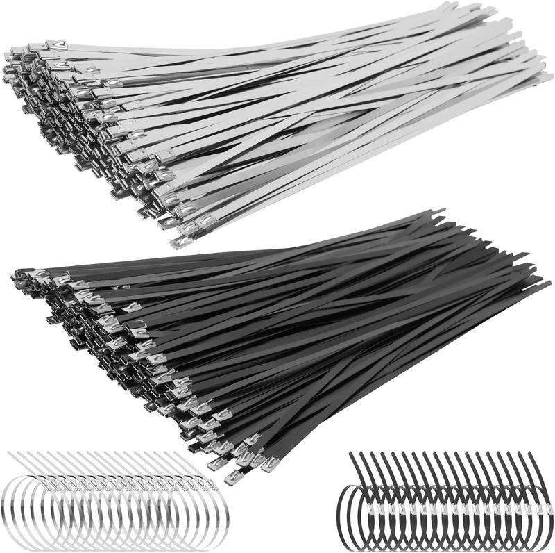 500 count Metal Zip Ties Kit, Black 12 Inch Heavy Duty Metal Zip Ties, Multi-Purpose Self-Locking Tie Tool Set for Farms Fences Pipe Bundling 500 count Metal Zip Ties Kit, Black 12 Inch Heavy Duty Metal Zip Ties, Multi-Purpose Self-Locking Tie Tool Set for Farms Fences Pipe Bundling