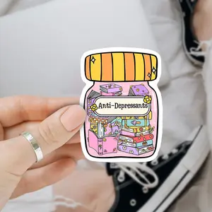 Bookish Mental Health 3 inches Sticker, Waterproof Sticker for Laptop Water Bottle Book