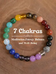 Seven Color Chakra Bracelet, Handmade Multi-Material Artificial Crystal Beads, Fashion Accessory for Men and Women, Perfect Gift