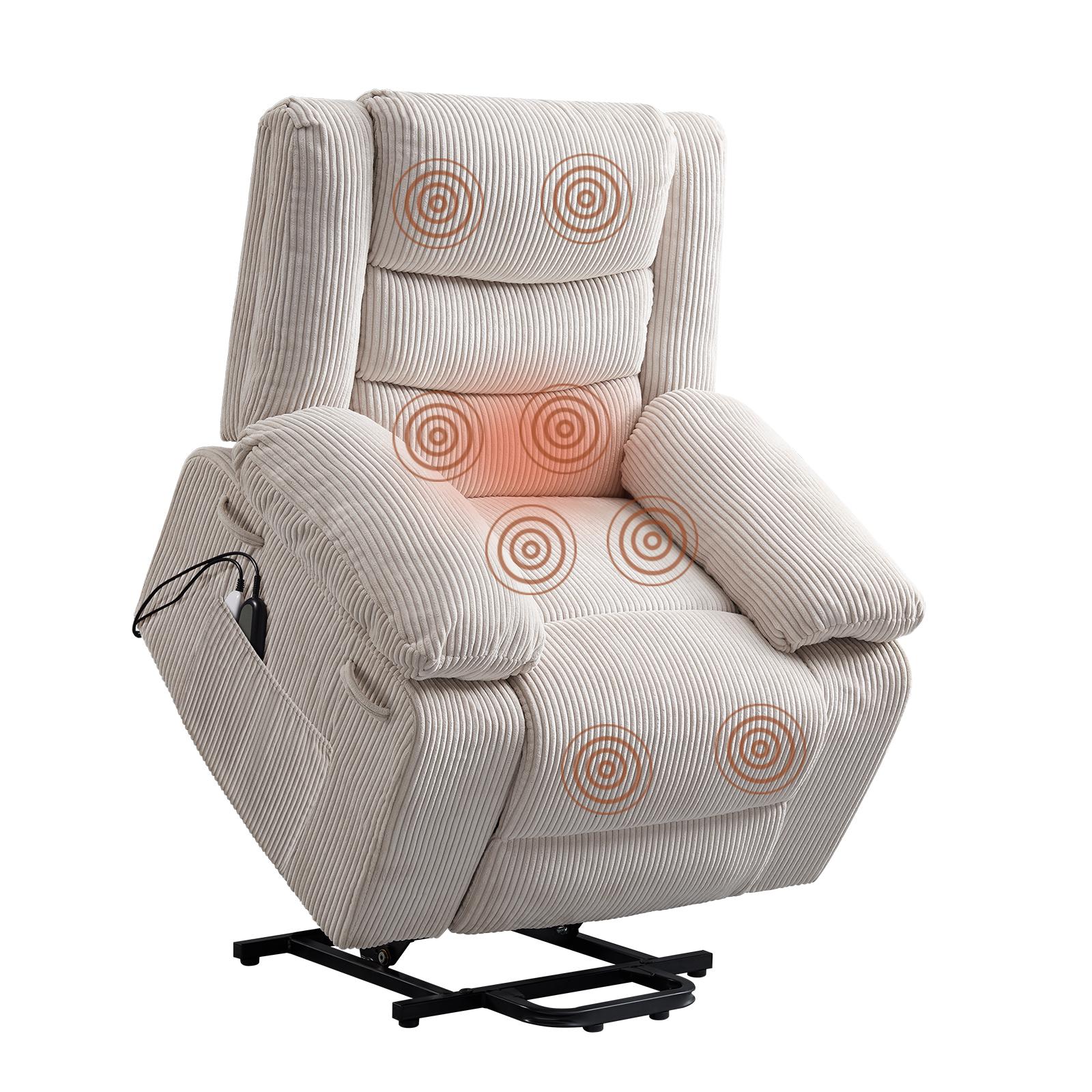 Pinmoco Triple Motor Power Lift Recliner Chair for Elderly Small with Removable Cover, Lumbar Pillow, Side Pocket & Infi