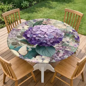 Multicolor Floral Print Milk Silk Round Tablecloth, Detachable with Elastic, Suitable for Kitchen, Restaurant, Outdoor Garden