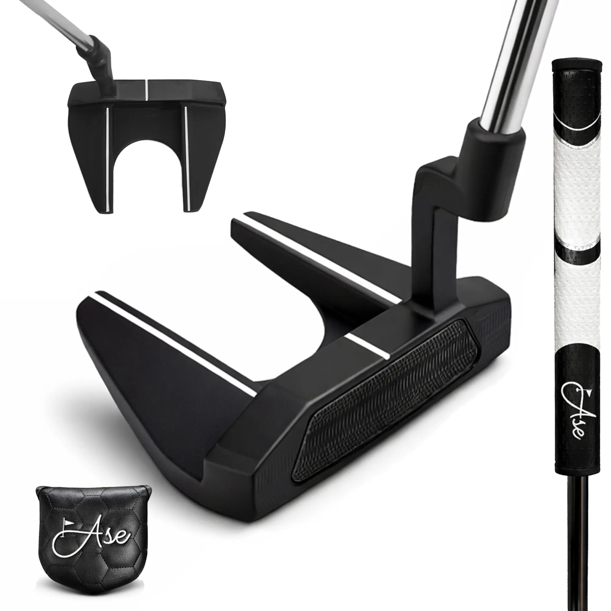 Ase Golf AG2 Mallet Putter - 35 in, Stainless Steel & Alloy Steel Construction, CNC Milled Face, Mallet Head, Easy Alignment, High-Contrast Sight Lines for Golfers