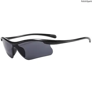 Y2K Futuristic Wrap Around Sports Sunglasses, Unisex Rimless One Piece Outdoor Sun Glasses, UV Protection Lightweight Cycling Driving Shades summervibes