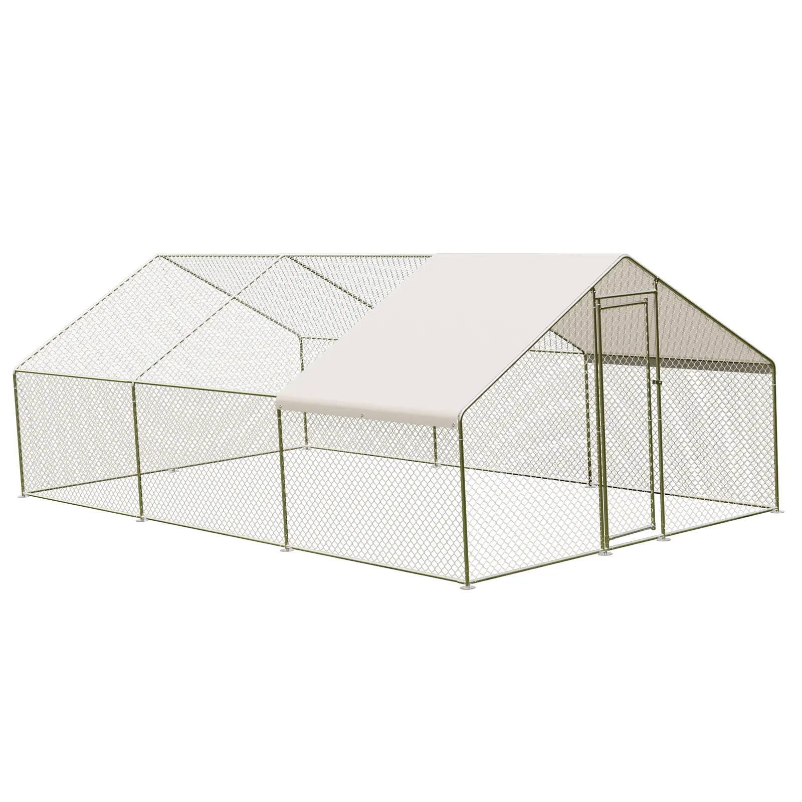 Hunter-Proof Large Metal Walk-In Chicken Coop – Outdoor Poultry Cage with Waterproof Cover, Secure Run for Backyard, Hens, Ducks, Rabbits, Farm Use
