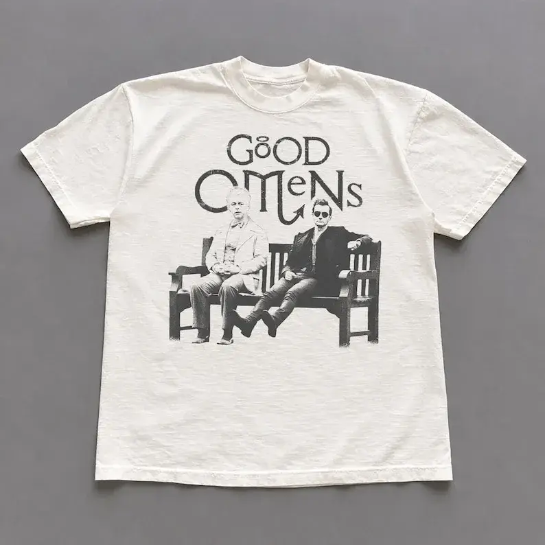 Good Omens Tv Show T-Shirt, Aziraphale and Crowley Graphic Tee, Retro Movie Shir
