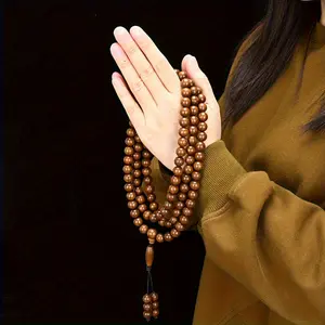 108 Sandalwood Rosary - Premium Natural Wood for Meditation and Spiritual Practice, Perfect for Holidays and an Elegant Gift for Your Family