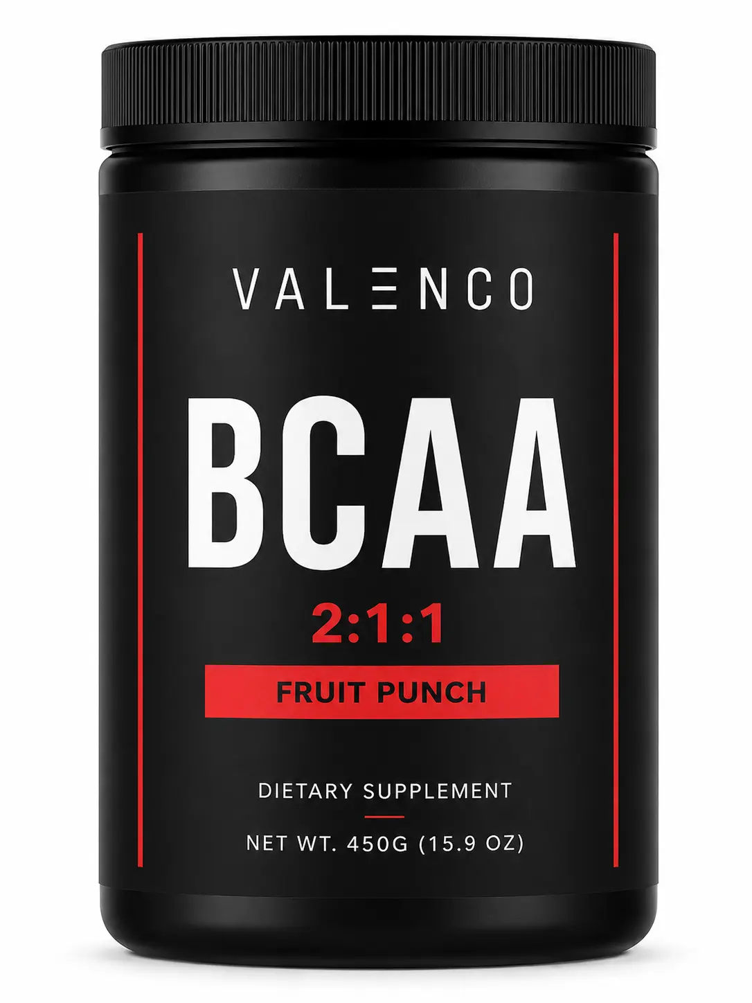 Valenco BCAA Powder, Fruit Punch, 2:1:1 Branched Chain Amino Acids with L-Glutamine, 45 Servings