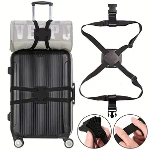Black Adjustable Luggage Bag Suitcase Adjustable Strap Travel Essentials Travel Accessories Strap Retractable Straps