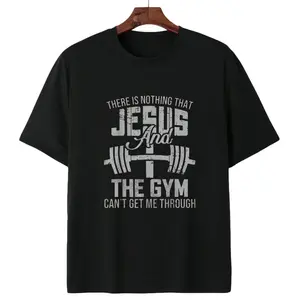 Cotton Unisex Nothing Jesus And The Gym Fitness Christian Workout Gym T-Shirt Christ Christian Tops