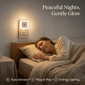 6 Pack Plug In Night Light Cool White LED With Smart Dusk To Dawn Sensor, Mini Energy Saving Nightlights For Bedroom Bathroom Kitchen Hallway Dorm Nursery Home Lighting