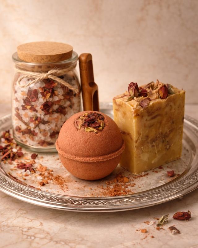 Aphrodite’s Luxury Rose 3-Pack — Hydrating Rose Soap, Large Organic Rose Bath Bomb & Mineral-Rich Bath Soak | Spa-Inspired Self-Care Gift Set