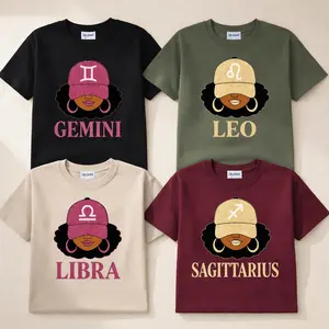 All 12 Zodiac Slay Girl T-Shirt, Glitter Astrology Hat Graphic for Adults, Full Horoscope Star Sign Collection, Bold Zodiac Letter Design, Unisex Astrology Gift for Men Women