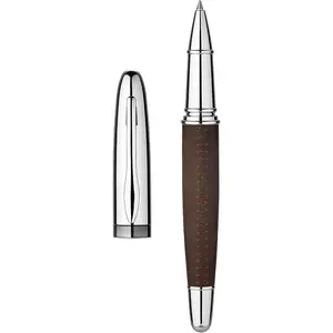 318 Luxury Leather Pen, Full Grain Oil Tan Crazy Horse Cowhide Leather, Chrome-Plated Finish, Schmidt Ink Refill,  Rollerball Pen  for Men & Women,Executive, Professional, Nice Pens