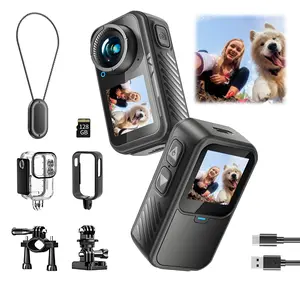 RideFlex compact mini action camera with touch screen. It comes with a standard waterproof case, ideal for pet shooting and daily vlog recording. Built-in anti-shake function, can be used as a portable body camera.smmuer