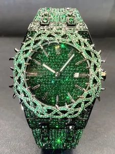 Men's Quartz Watch New Full Rhinestone Strap Ice-Cold Hip-Hop Large Dial, Unique Mesh Zirconia Design, Party Gift for Him, Rhinestone Decorated Watch